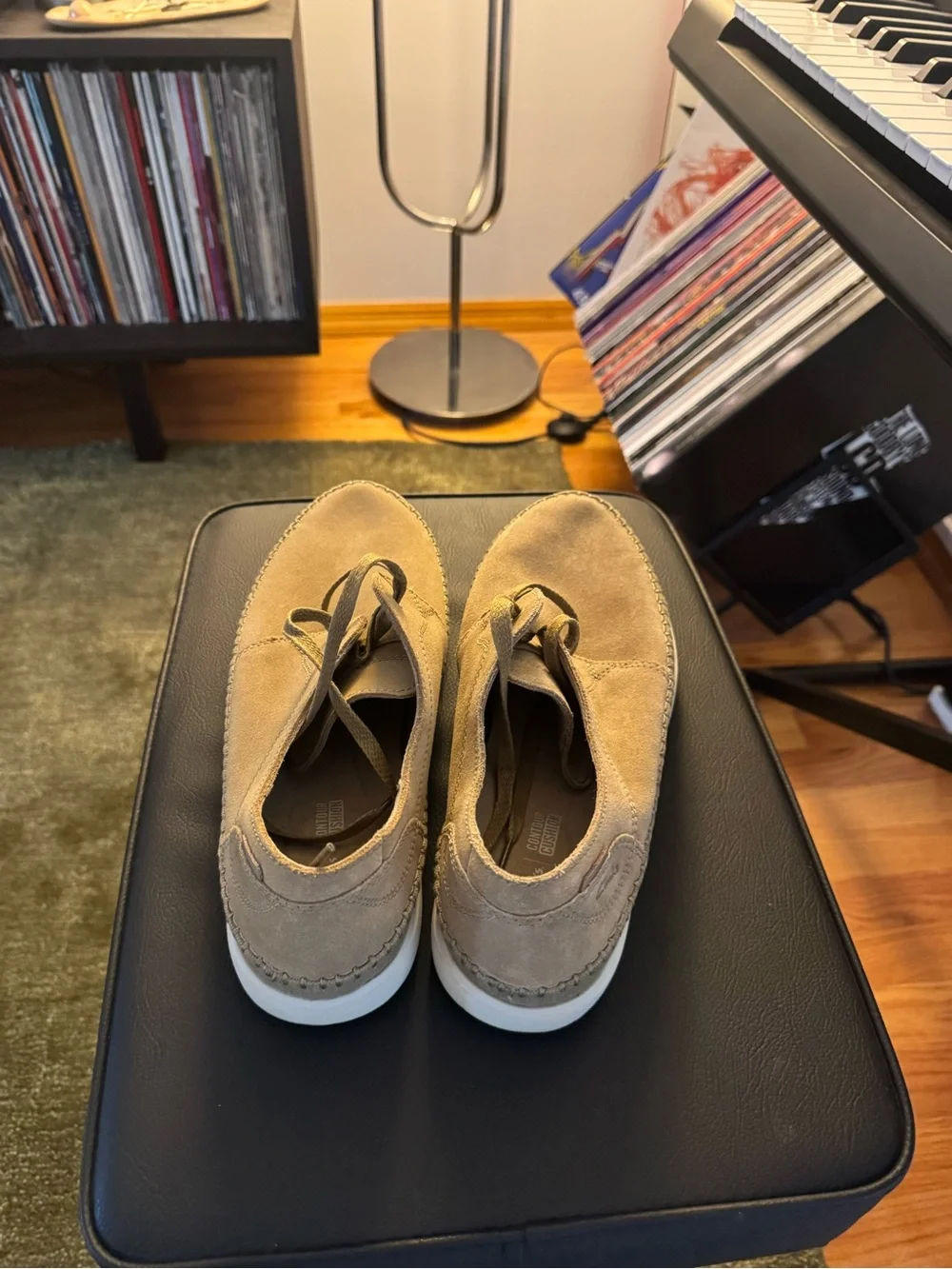 Clarks Men's Suede Lace-Up Loafers in Tan with White Sole